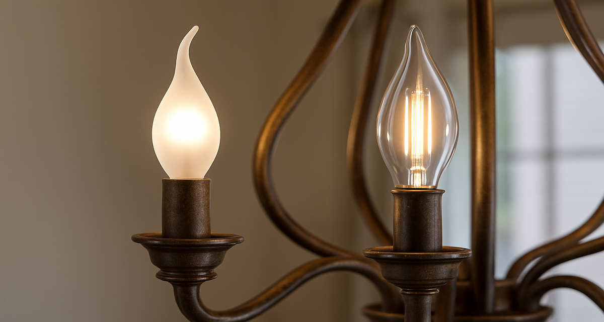 مقایسه لامپ شمعی و اشکی برای لوستر-شعاع لایت
