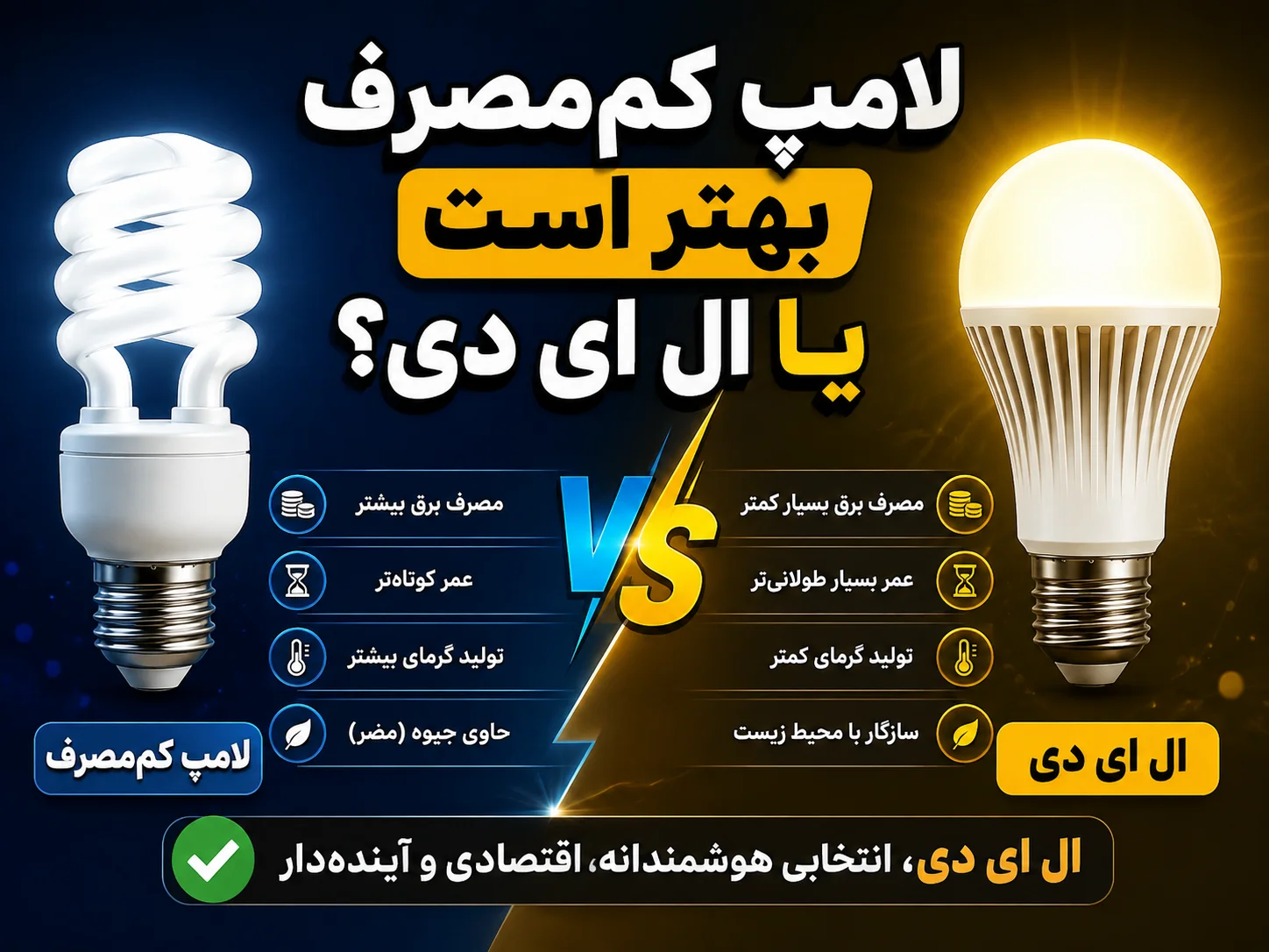 کدام یک را انتخاب کنیم؛ لامپ کم‌مصرف یا ال ای دی؟