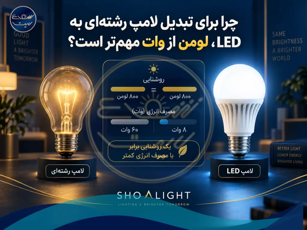 لامپ LED چند وات جایگزین لامپ رشتهای میشود؟ جدول تبدیل توان 2 چرا برای تبدیل لامپ رشتهای به LED، لومن از وات مهمتر است؟